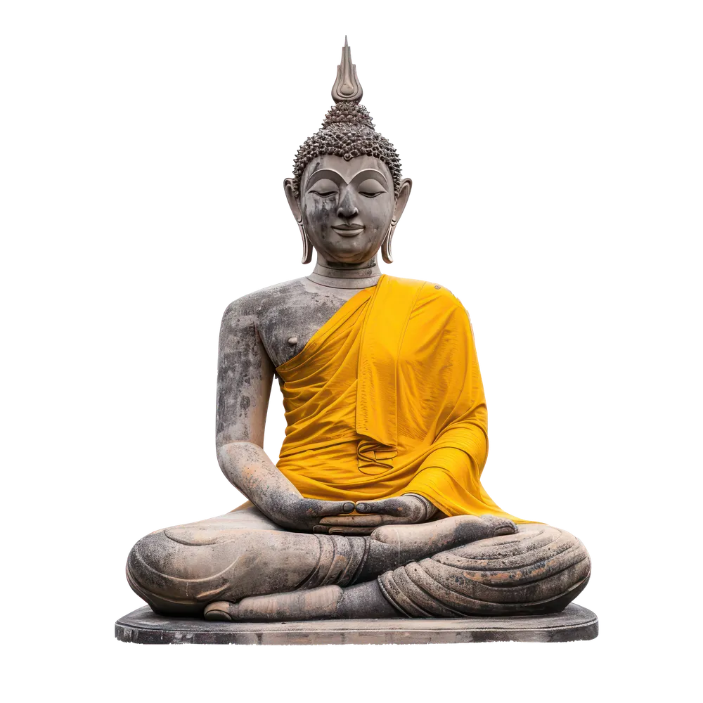 Buddist monk sitting on lotus